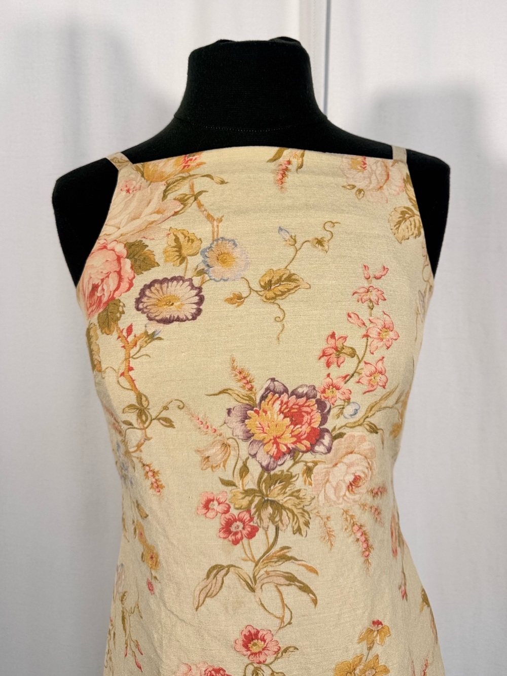 Vintage 90s Ann Taylor Floral Linen Blend Mini Dress - Picture 3 of 6